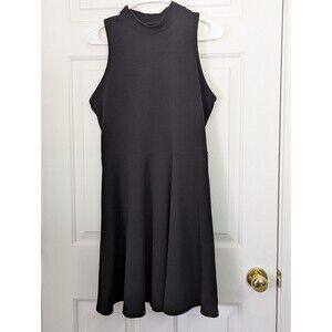 Decree Womens Tank Dress Large Black Fit & Flare Cut Out Back Knit Stretch